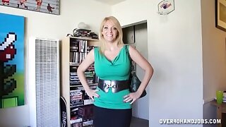 Busty MILF Teaches Son Jerk Off with Big Tits Hand Job